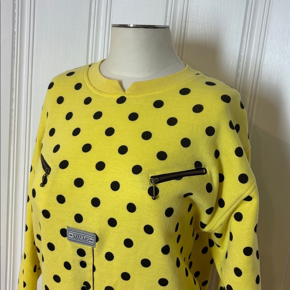 Vintage SHIMO Polka Dot Button-Front Sweatshirt - Size Small - Picture 4 of 8